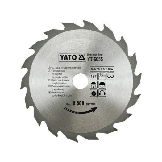 YATO YT-6055 TCT  AĞAC KƏSİMİ ÜÇÜN DAİRƏVİ MİŞAR Bıçağı 160X18X20 mm